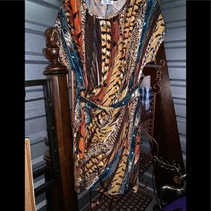 Multi color Fall wrap dress